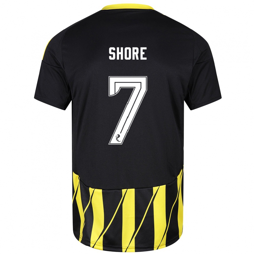 Enfant Football Maillot Eilidh Shore #7 Noir Jaune Tenues Extérieur 2024/25