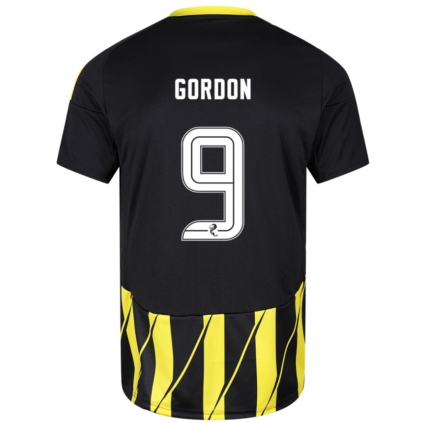 Enfant Football Maillot Lauren Gordon #9 Noir Jaune Tenues Extérieur 2024/25