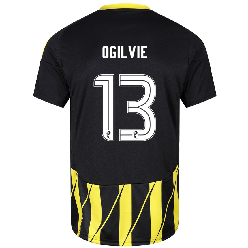 Enfant Football Maillot Francesca Ogilvie #13 Noir Jaune Tenues Extérieur 2024/25