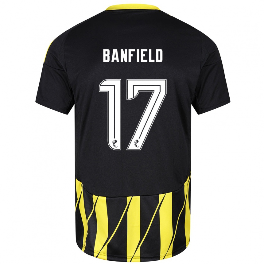 Enfant Football Maillot Keeley Banfield #17 Noir Jaune Tenues Extérieur 2024/25