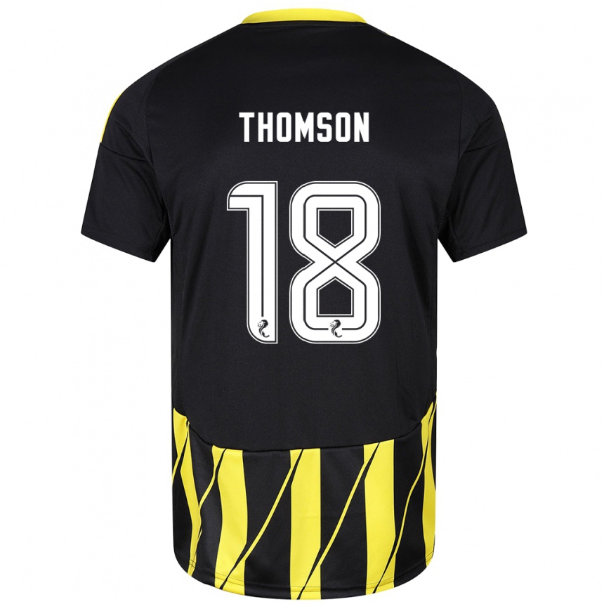 Enfant Football Maillot Eva Thomson #18 Noir Jaune Tenues Extérieur 2024/25