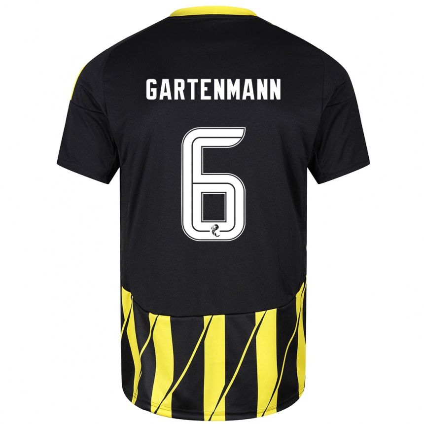 Enfant Football Maillot Stefan Gartenmann #6 Noir Jaune Tenues Extérieur 2024/25