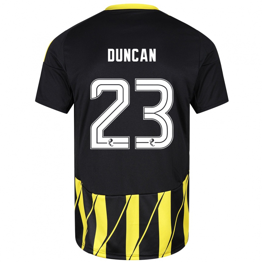 Enfant Football Maillot Ryan Duncan #23 Noir Jaune Tenues Extérieur 2024/25