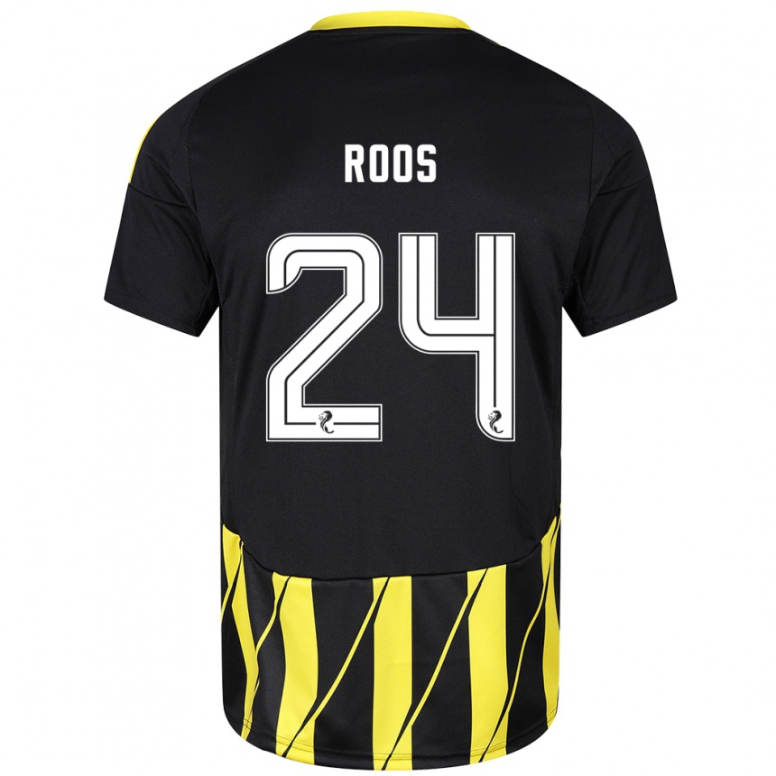 Enfant Football Maillot Kelle Roos #24 Noir Jaune Tenues Extérieur 2024/25