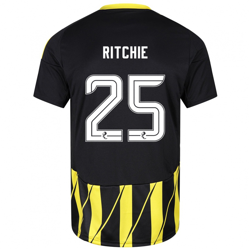 Enfant Football Maillot Tom Ritchie #25 Noir Jaune Tenues Extérieur 2024/25