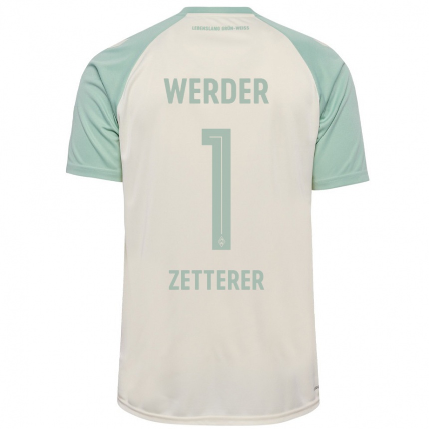 Enfant Football Maillot Michael Zetterer #1 Blanc Cassé Vert Clair Tenues Extérieur 2024/25