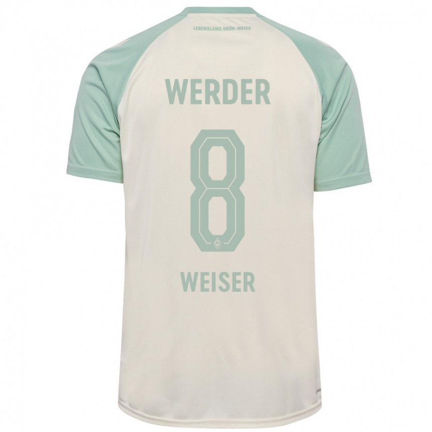 Enfant Football Maillot Mitchell Weiser #8 Blanc Cassé Vert Clair Tenues Extérieur 2024/25