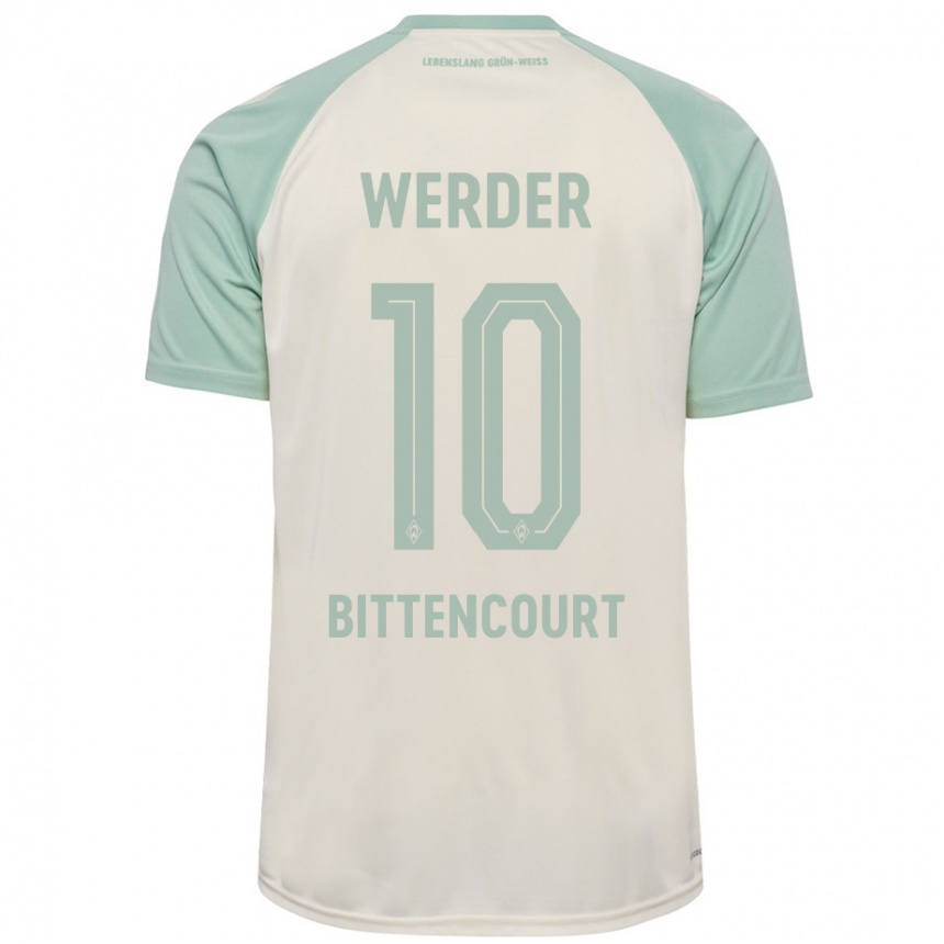 Enfant Football Maillot Leonardo Bittencourt #10 Blanc Cassé Vert Clair Tenues Extérieur 2024/25