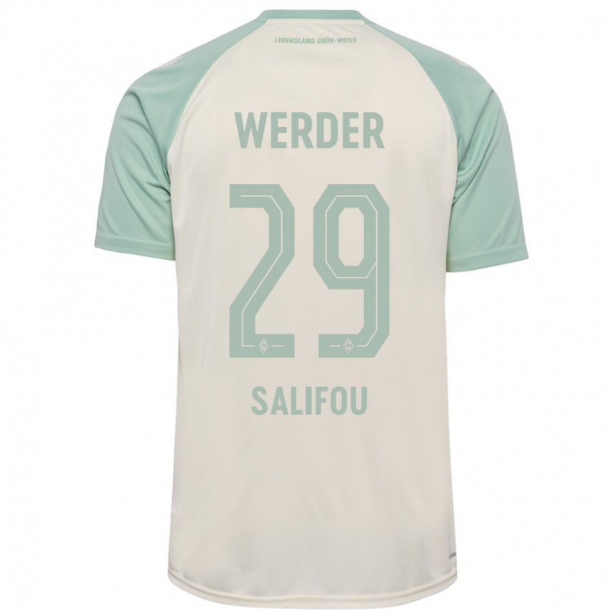 Enfant Football Maillot Dikeni Salifou #29 Blanc Cassé Vert Clair Tenues Extérieur 2024/25