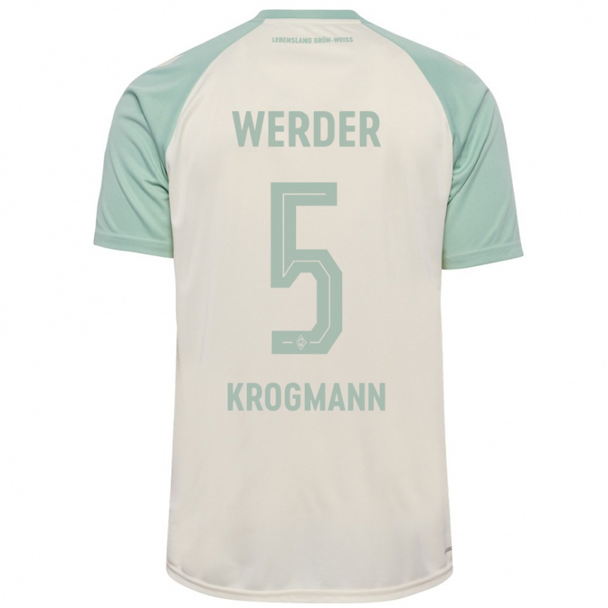 Enfant Football Maillot Avid Krogmann #5 Blanc Cassé Vert Clair Tenues Extérieur 2024/25