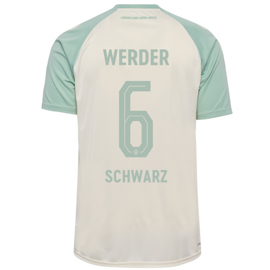 Enfant Football Maillot Ricardo-Felipe Schwarz #6 Blanc Cassé Vert Clair Tenues Extérieur 2024/25