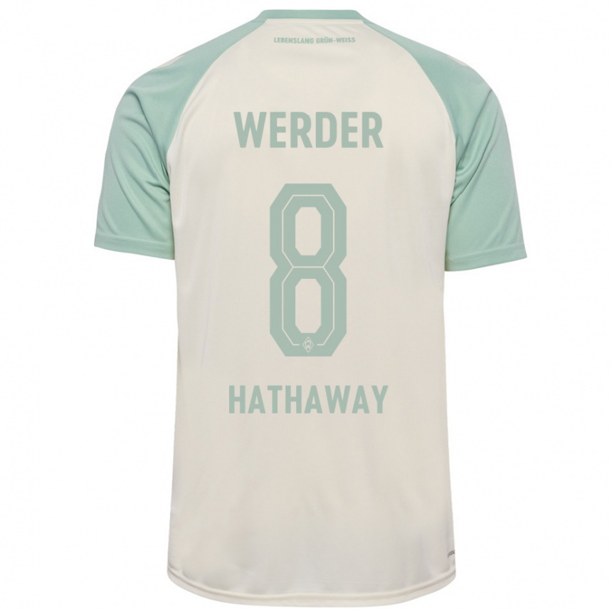 Enfant Football Maillot Max Hathaway #8 Blanc Cassé Vert Clair Tenues Extérieur 2024/25