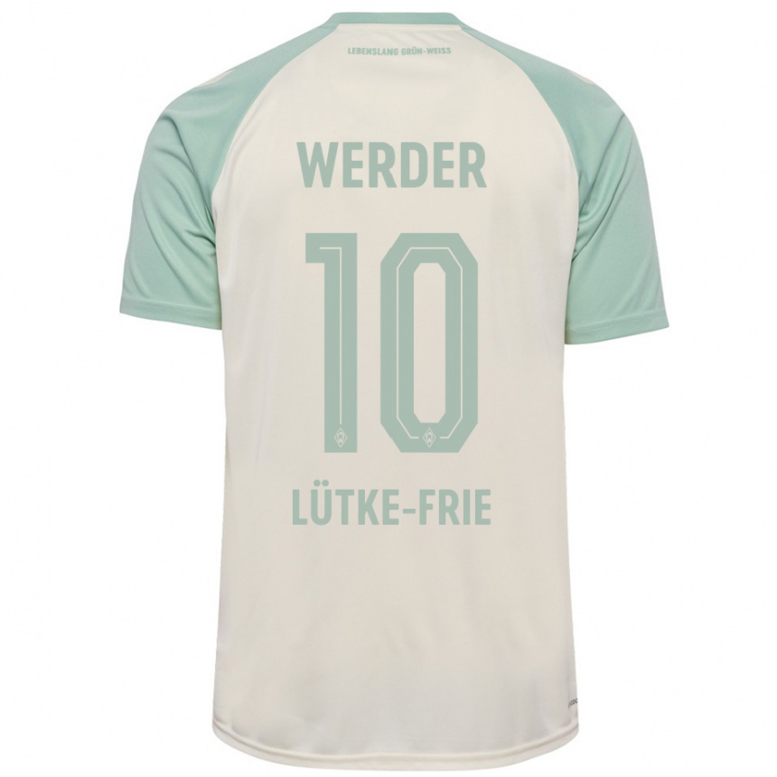 Enfant Football Maillot Dennis Lütke-Frie #10 Blanc Cassé Vert Clair Tenues Extérieur 2024/25