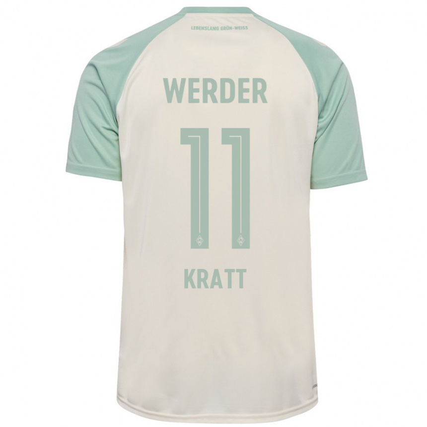 Enfant Football Maillot Ronan Kratt #11 Blanc Cassé Vert Clair Tenues Extérieur 2024/25