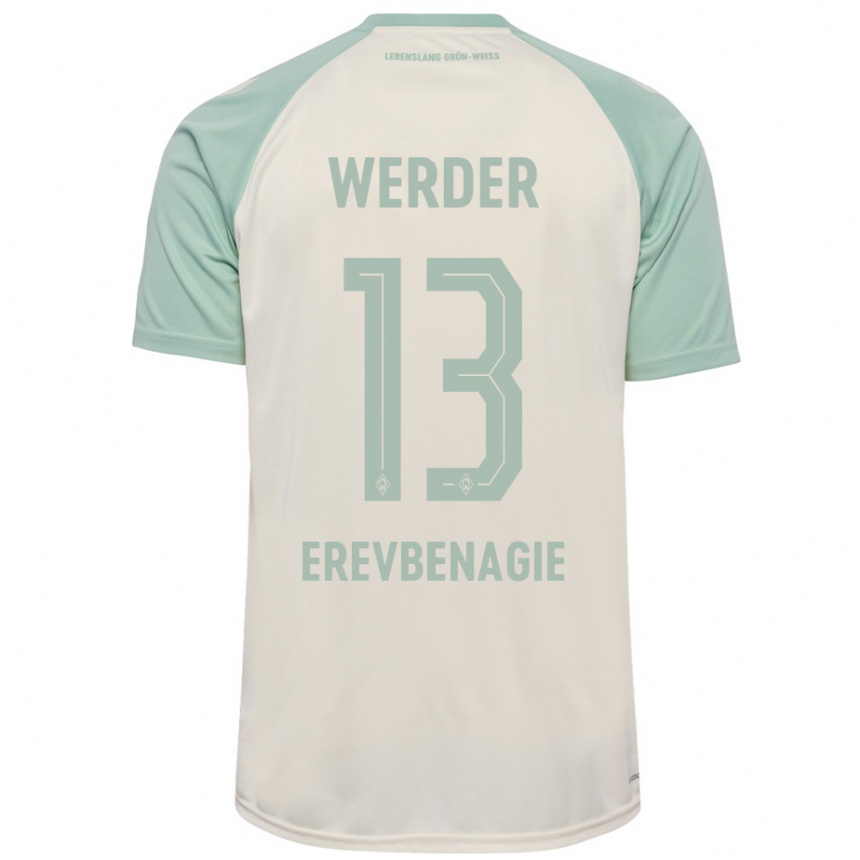 Enfant Football Maillot Paul Erevbenagie #13 Blanc Cassé Vert Clair Tenues Extérieur 2024/25