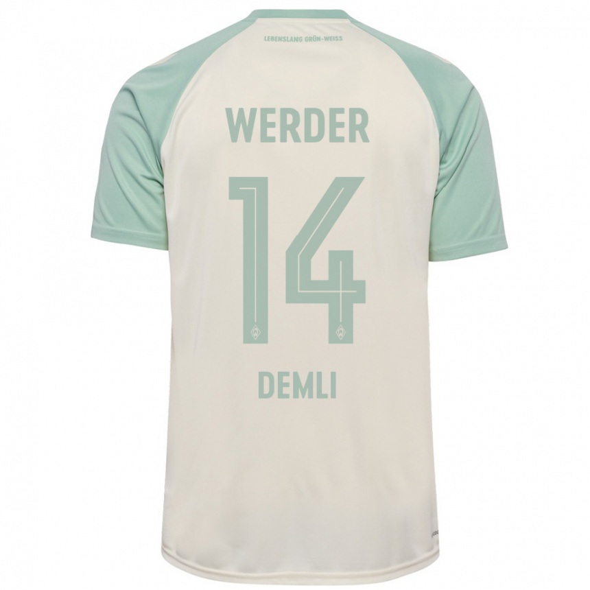 Enfant Football Maillot Rezan Demli #14 Blanc Cassé Vert Clair Tenues Extérieur 2024/25