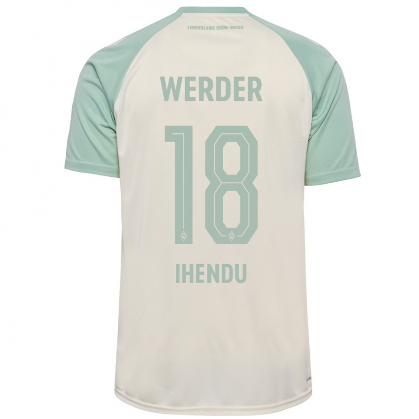 Enfant Football Maillot Daniel Ihendu #18 Blanc Cassé Vert Clair Tenues Extérieur 2024/25