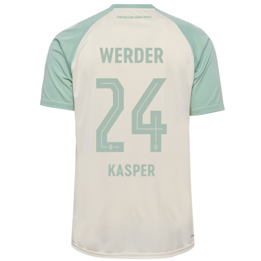 Enfant Football Maillot Dominik Kasper #24 Blanc Cassé Vert Clair Tenues Extérieur 2024/25