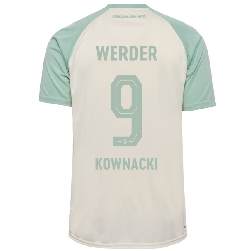 Enfant Football Maillot Dawid Kownacki #9 Blanc Cassé Vert Clair Tenues Extérieur 2024/25