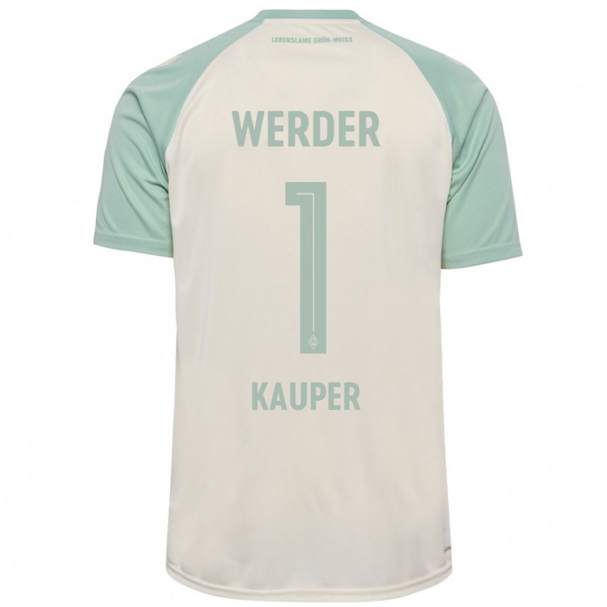 Enfant Football Maillot Ben Käuper #1 Blanc Cassé Vert Clair Tenues Extérieur 2024/25