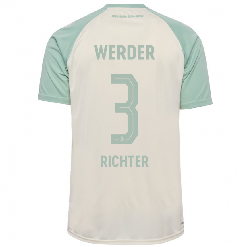 Enfant Football Maillot Mathis Richter #3 Blanc Cassé Vert Clair Tenues Extérieur 2024/25