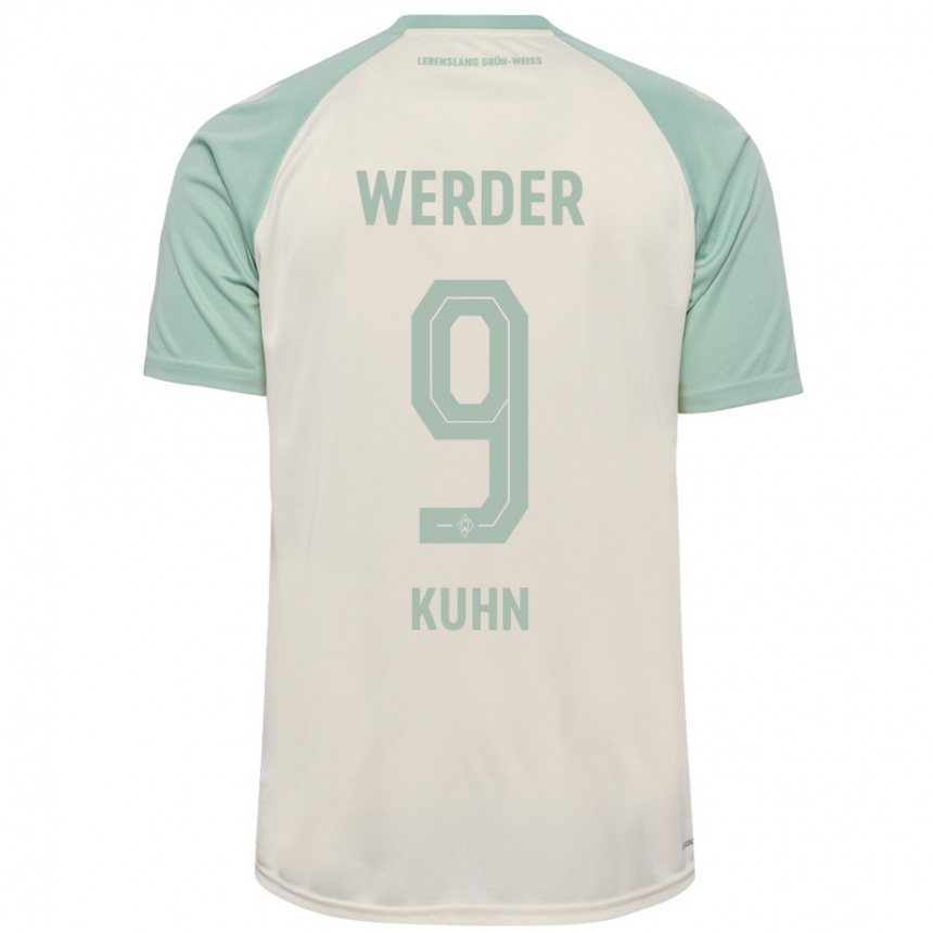 Enfant Football Maillot Philipp Kühn #9 Blanc Cassé Vert Clair Tenues Extérieur 2024/25