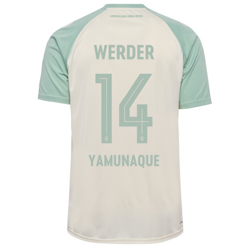 Enfant Football Maillot Rafael Pascual Ramirez Yamunaque #14 Blanc Cassé Vert Clair Tenues Extérieur 2024/25