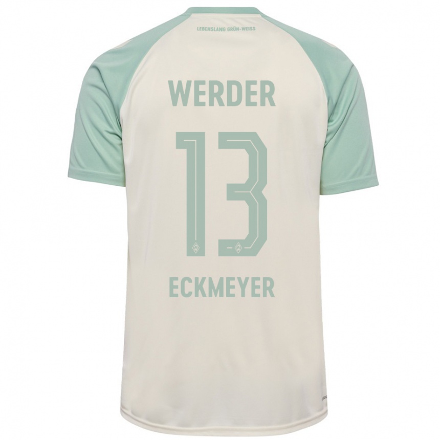 Enfant Football Maillot Tjark Eckmeyer #13 Blanc Cassé Vert Clair Tenues Extérieur 2024/25