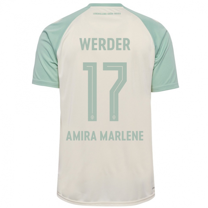 Enfant Football Maillot Amira Marlene Dahl #17 Blanc Cassé Vert Clair Tenues Extérieur 2024/25