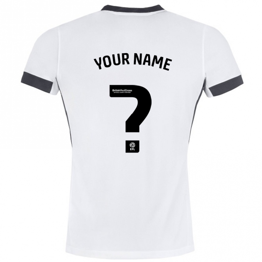 Enfant Football Maillot Votre Nom #0 Blanc Noir Tenues Extérieur 2024/25