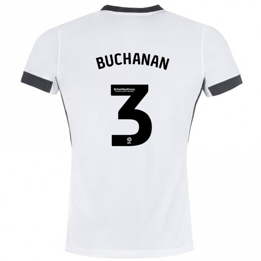 Enfant Football Maillot Lee Buchanan #3 Blanc Noir Tenues Extérieur 2024/25