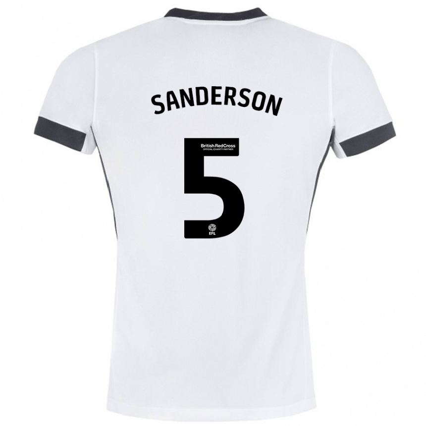 Enfant Football Maillot Dion Sanderson #5 Blanc Noir Tenues Extérieur 2024/25