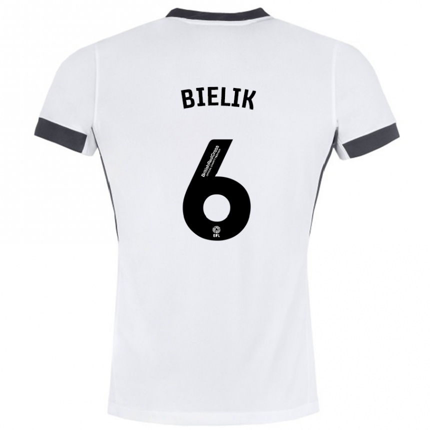 Enfant Football Maillot Krystian Bielik #6 Blanc Noir Tenues Extérieur 2024/25