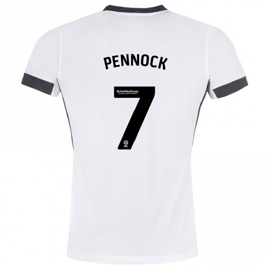 Enfant Football Maillot Jade Pennock #7 Blanc Noir Tenues Extérieur 2024/25