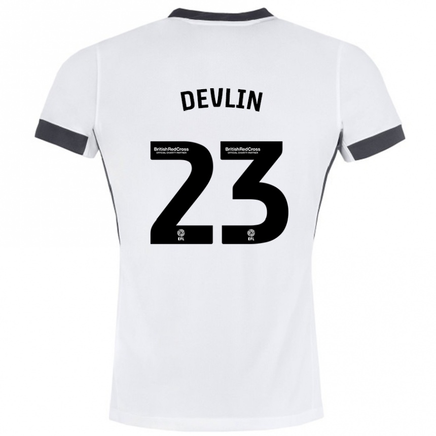 Enfant Football Maillot Charlotte Devlin #23 Blanc Noir Tenues Extérieur 2024/25