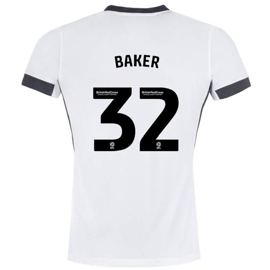 Enfant Football Maillot Ava Baker #32 Blanc Noir Tenues Extérieur 2024/25