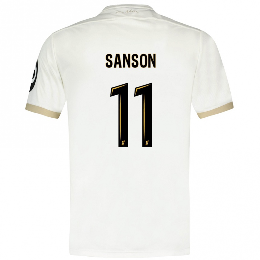 Enfant Football Maillot Morgan Sanson #11 Blanc Doré Tenues Extérieur 2024/25