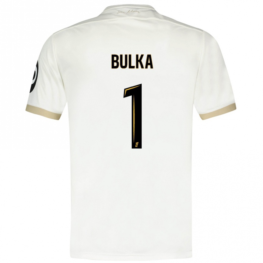 Enfant Football Maillot Marcin Bulka #1 Blanc Doré Tenues Extérieur 2024/25