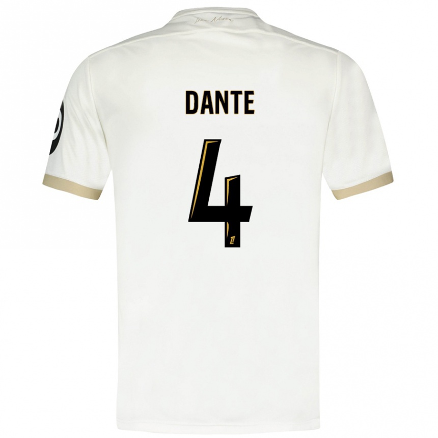 Enfant Football Maillot Dante #4 Blanc Doré Tenues Extérieur 2024/25