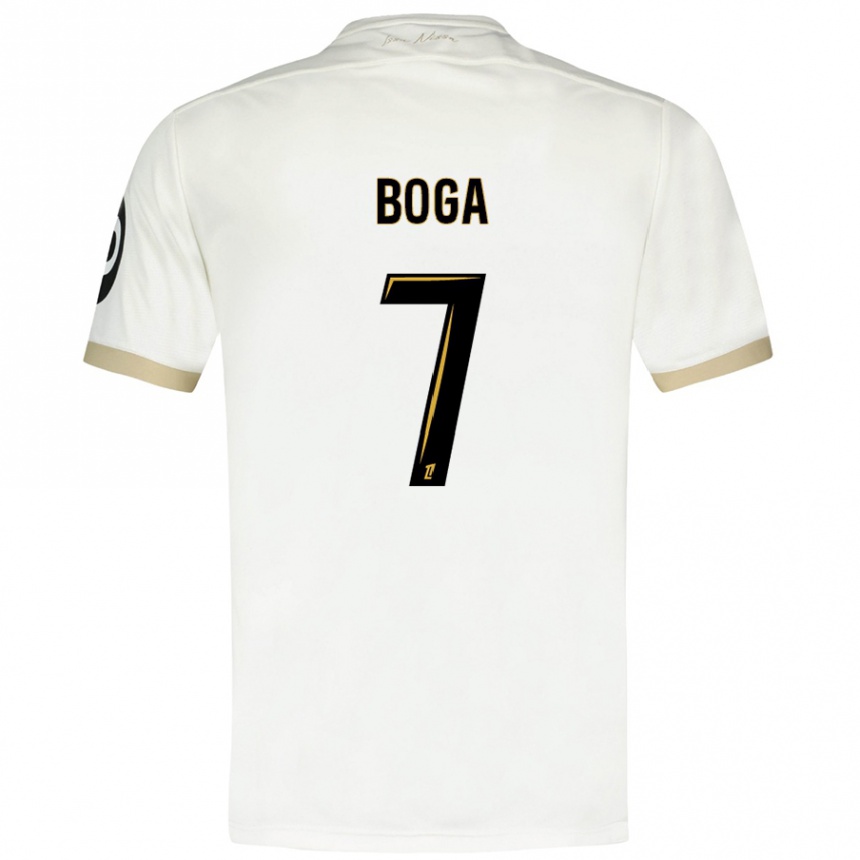 Enfant Football Maillot Jérémie Boga #7 Blanc Doré Tenues Extérieur 2024/25