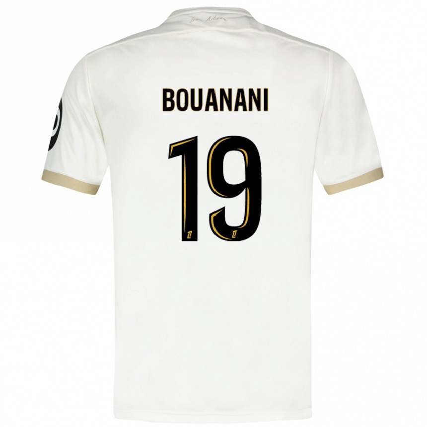 Enfant Football Maillot Badredine Bouanani #19 Blanc Doré Tenues Extérieur 2024/25