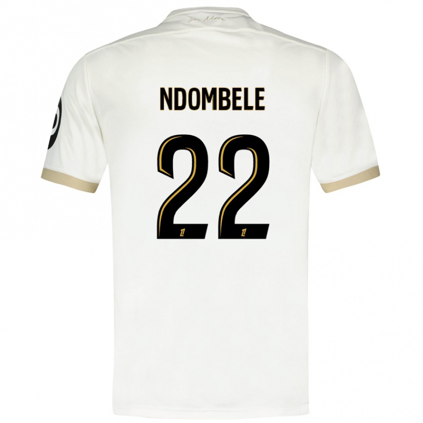 Enfant Football Maillot Tanguy Ndombélé #22 Blanc Doré Tenues Extérieur 2024/25