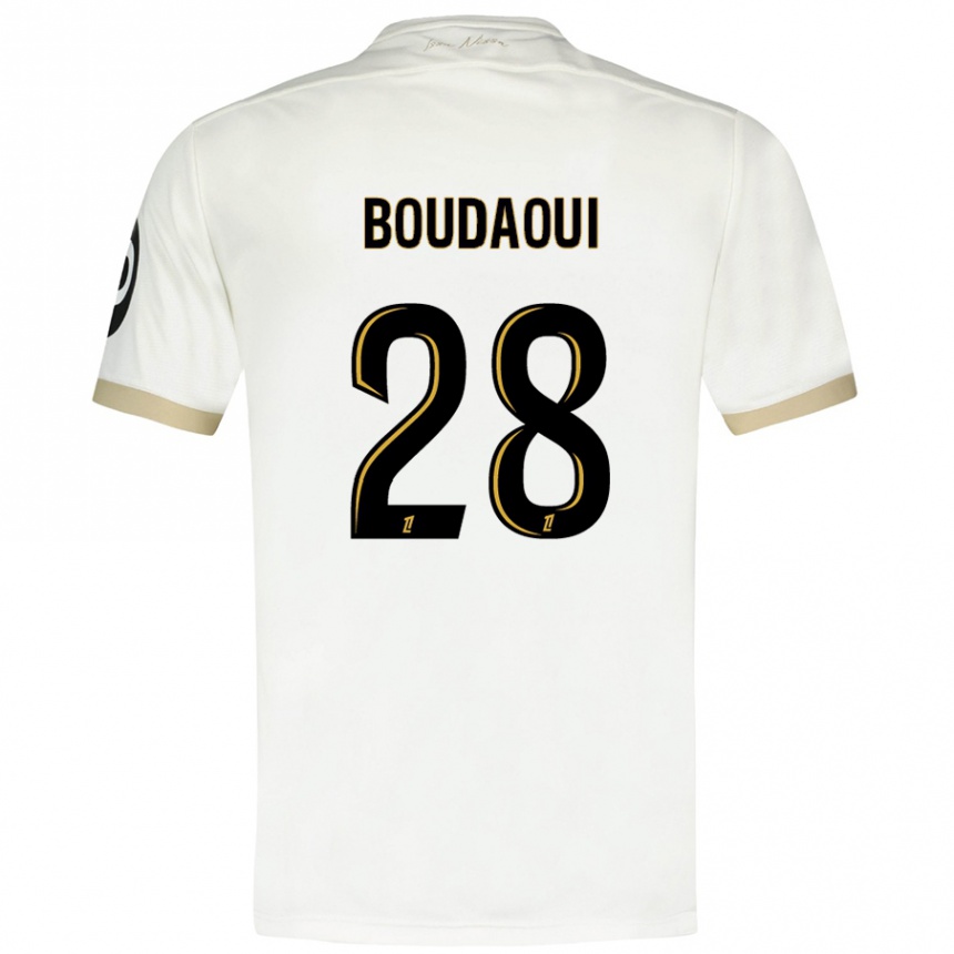 Enfant Football Maillot Hicham Boudaoui #28 Blanc Doré Tenues Extérieur 2024/25