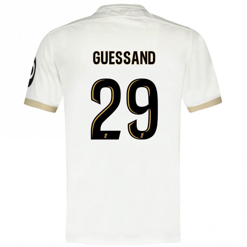 Enfant Football Maillot Evann Guessand #29 Blanc Doré Tenues Extérieur 2024/25