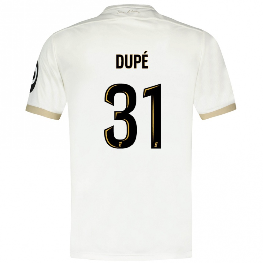 Enfant Football Maillot Maxime Dupé #31 Blanc Doré Tenues Extérieur 2024/25