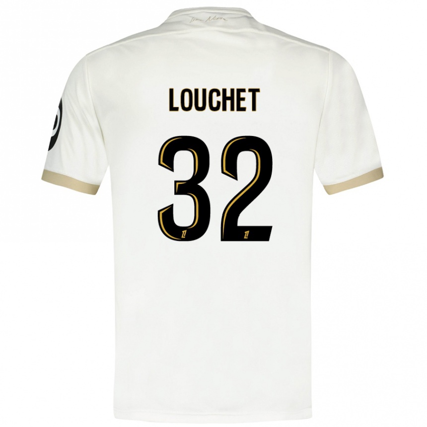 Enfant Football Maillot Tom Louchet #32 Blanc Doré Tenues Extérieur 2024/25