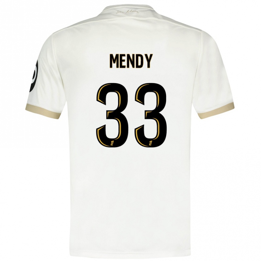 Enfant Football Maillot Antoine Mendy #33 Blanc Doré Tenues Extérieur 2024/25