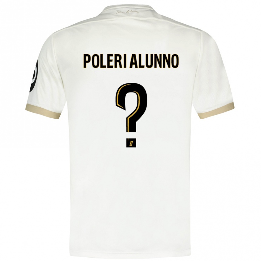 Enfant Football Maillot Mathis Poleri Alunno #0 Blanc Doré Tenues Extérieur 2024/25