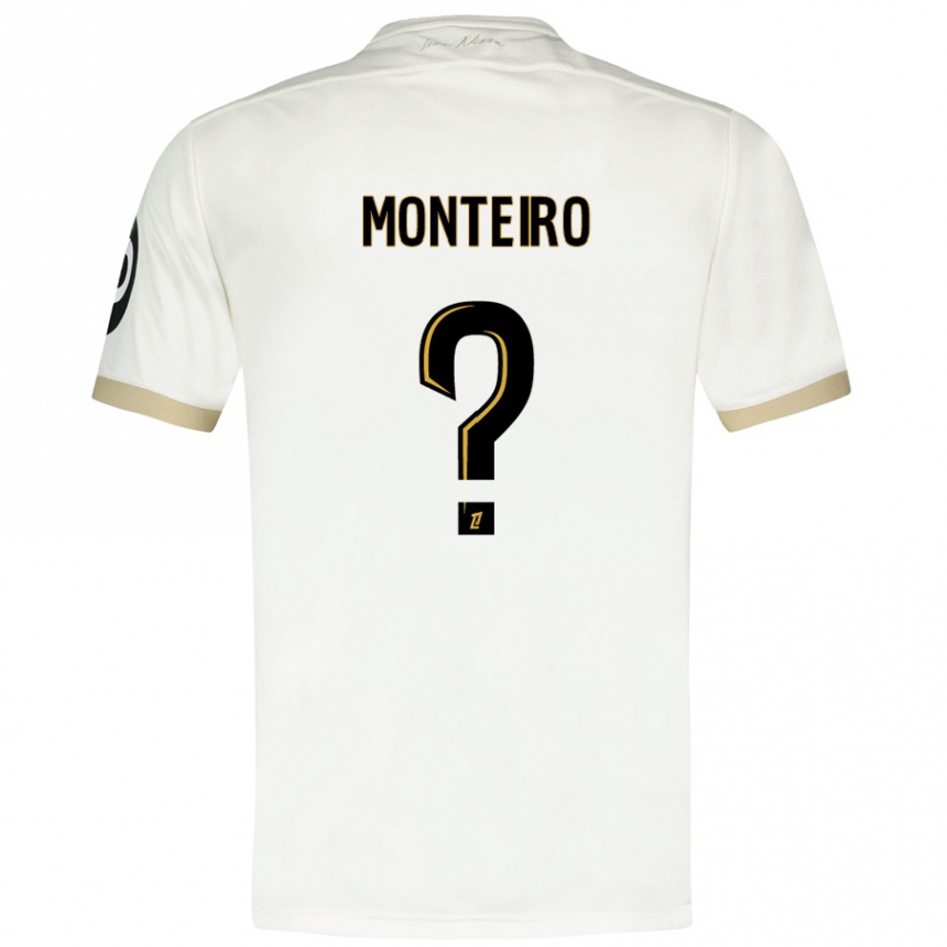 Enfant Football Maillot Laurenzo Monteiro #0 Blanc Doré Tenues Extérieur 2024/25