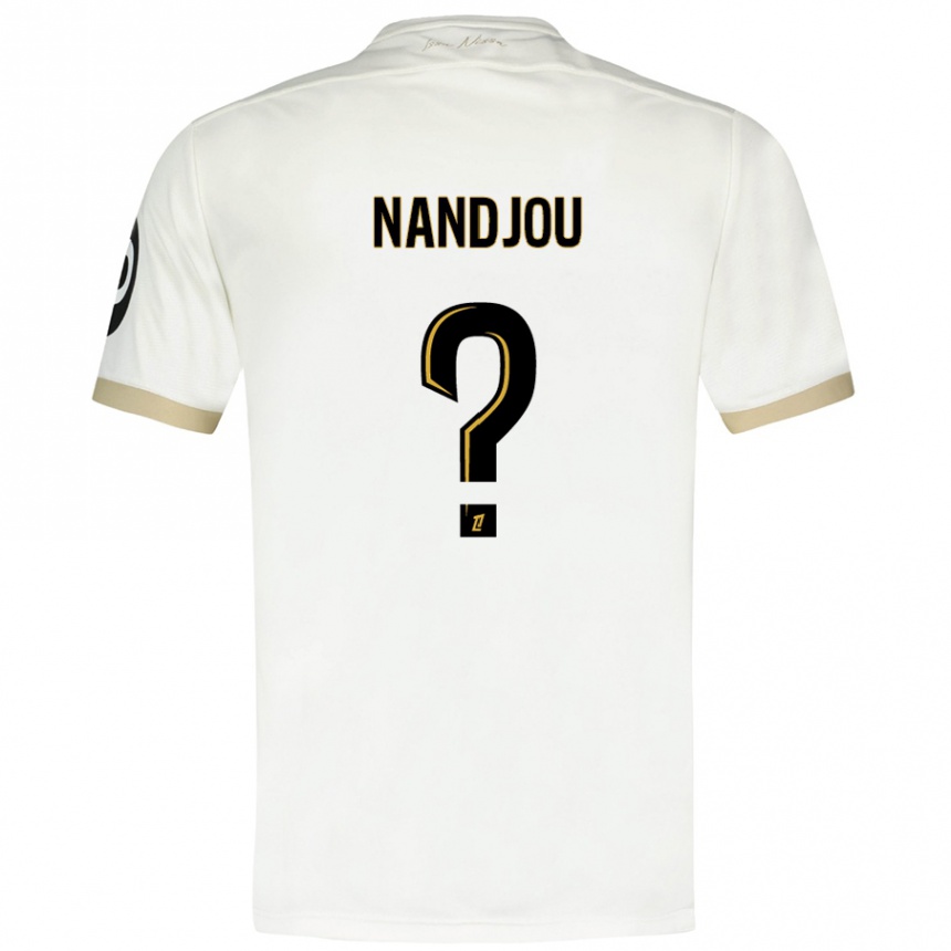 Enfant Football Maillot Yaël Nandjou #0 Blanc Doré Tenues Extérieur 2024/25